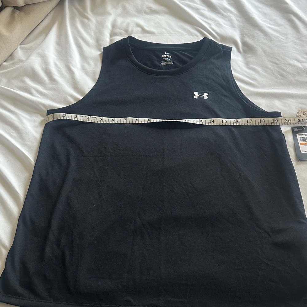 Under Armour Black Muscle Tank with White Logo - Picture 2 of 4